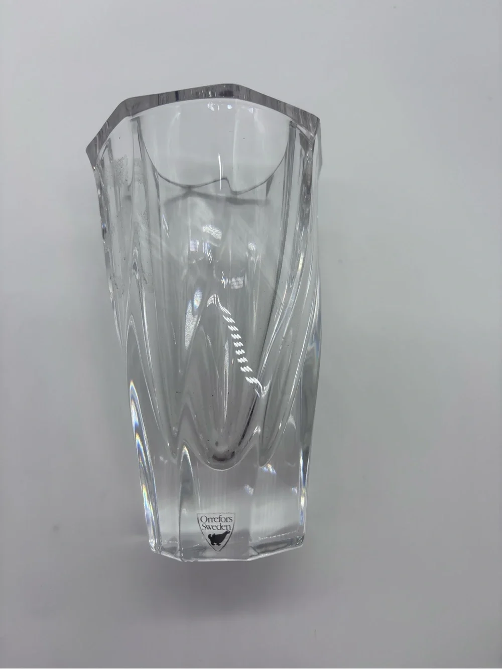 Orrefors Kostaboda Clear Crystal Vase with Sculpted Form